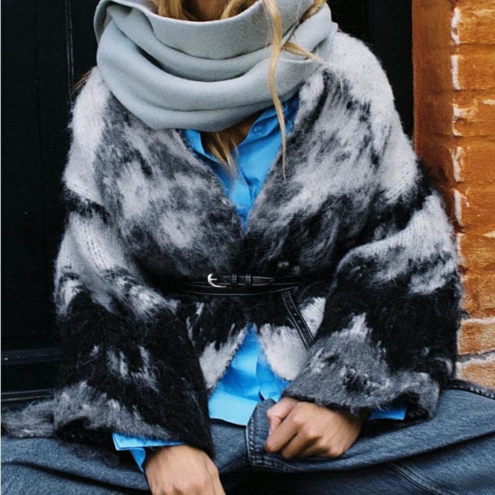 ZARA OPEN FRONT KNIT COAT - Picture 6 of 9
